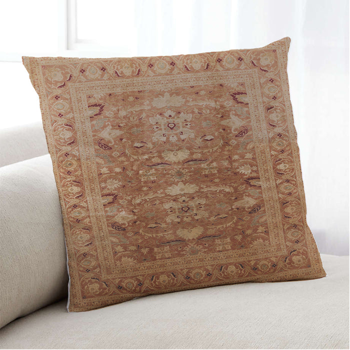 Lifestyle Image of Mid-Century Modern Urban Square Mahogany Brown Throw Pillow, 18 inch by 18 inch, pwurb675