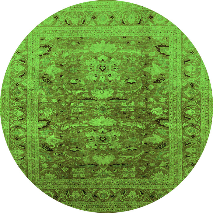 Round Oriental Green Traditional Rug, urb675grn
