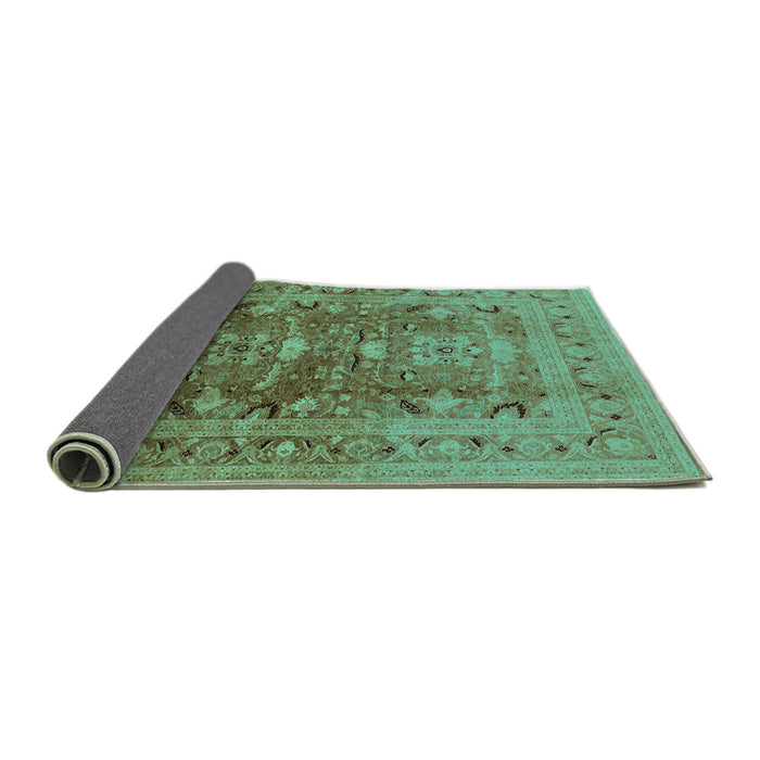 Sideview of Oriental Turquoise Traditional Rug, urb675turq
