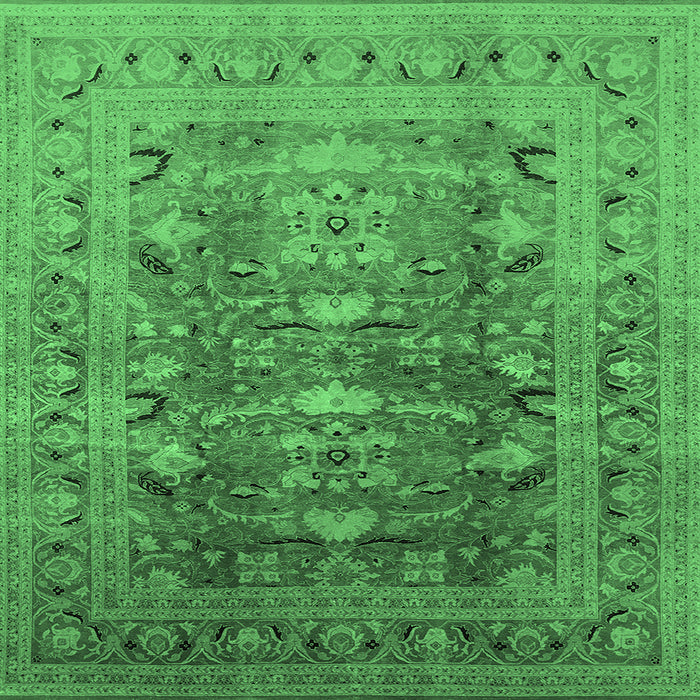 Square Oriental Emerald Green Traditional Rug, urb675emgrn