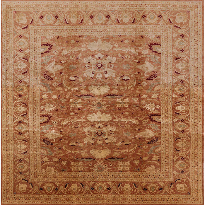 Round Mid-Century Modern Mahogany Brown Oriental Rug, urb675