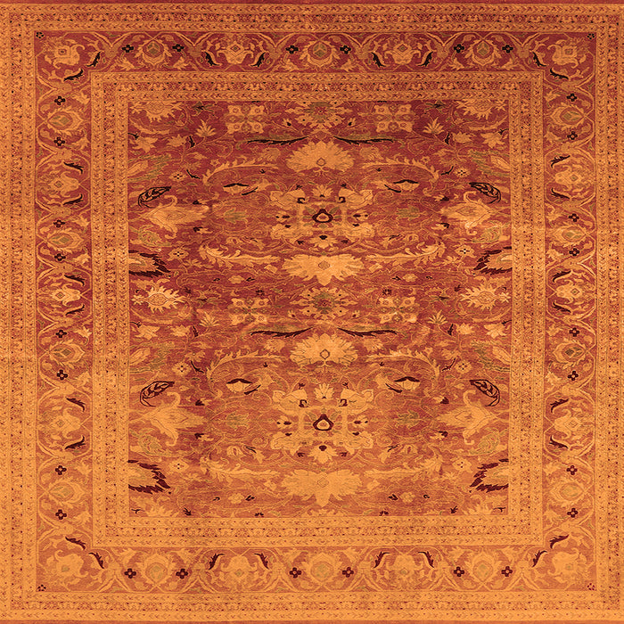 Square Machine Washable Oriental Orange Traditional Area Rugs, wshurb675org