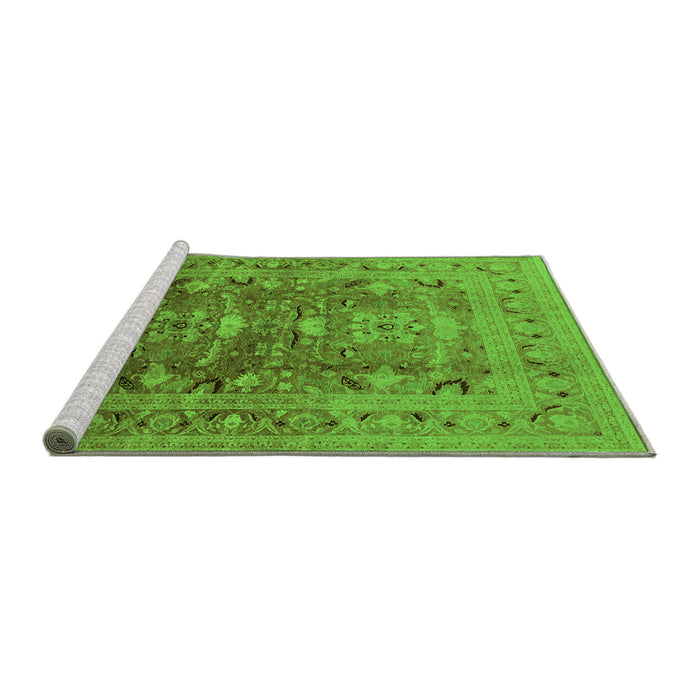 Sideview of Machine Washable Oriental Green Traditional Area Rugs, wshurb675grn