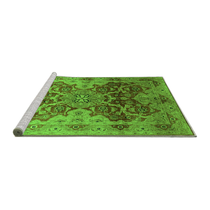 Sideview of Machine Washable Oriental Green Traditional Area Rugs, wshurb676grn