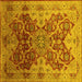 Square Machine Washable Oriental Yellow Traditional Rug, wshurb676yw