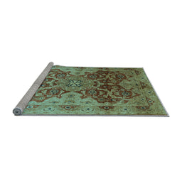 Sideview of Machine Washable Oriental Light Blue Traditional Rug, wshurb676lblu