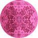 Round Oriental Pink Traditional Rug, urb676pnk