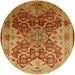 Round Mid-Century Modern Mahogany Brown Oriental Rug, urb676
