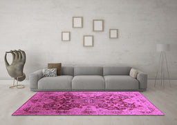 Machine Washable Oriental Purple Traditional Area Rugs in a Living Room, wshurb676pur