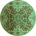 Round Oriental Turquoise Traditional Rug, urb676turq