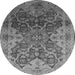 Round Machine Washable Oriental Gray Traditional Rug, wshurb676gry