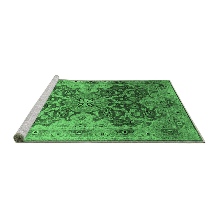 Sideview of Machine Washable Oriental Emerald Green Traditional Area Rugs, wshurb676emgrn