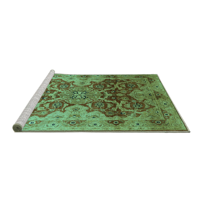 Sideview of Machine Washable Oriental Turquoise Traditional Area Rugs, wshurb676turq
