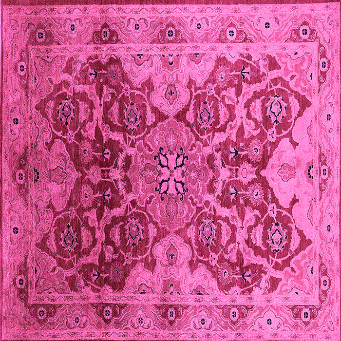 Square Machine Washable Oriental Pink Traditional Rug, wshurb676pnk