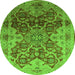 Round Oriental Green Traditional Rug, urb676grn
