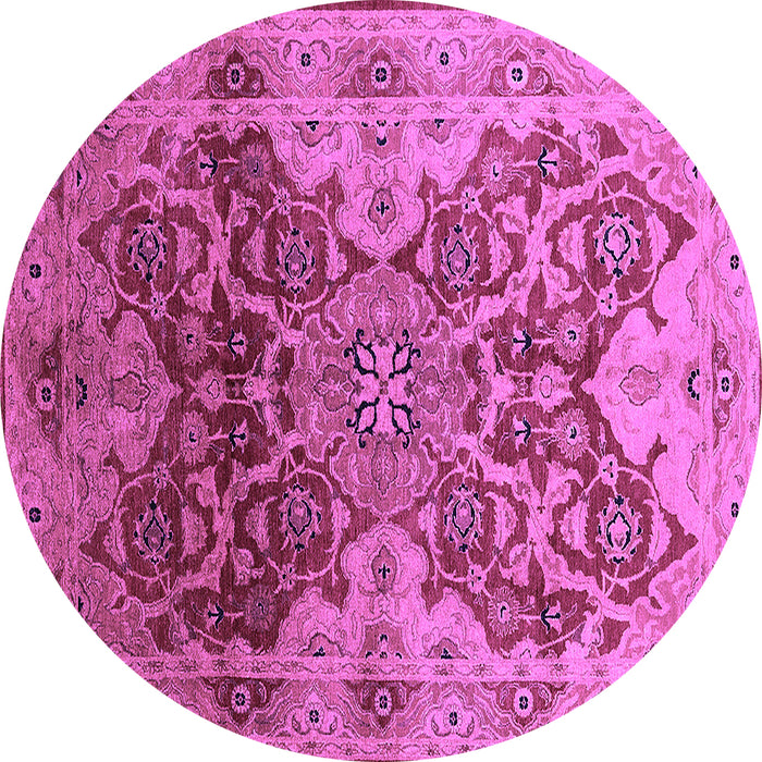 Round Machine Washable Oriental Purple Traditional Area Rugs, wshurb676pur