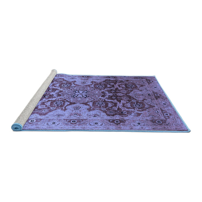 Sideview of Machine Washable Oriental Blue Traditional Rug, wshurb676blu