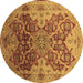 Round Oriental Brown Traditional Rug, urb676brn