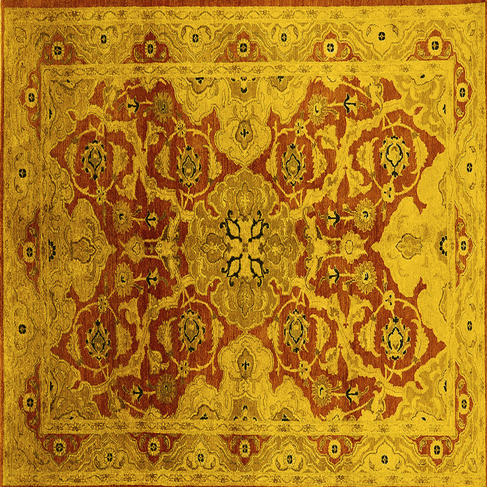 Square Oriental Yellow Traditional Rug, urb676yw