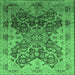Square Oriental Emerald Green Traditional Rug, urb676emgrn