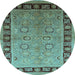 Round Oriental Light Blue Traditional Rug, urb677lblu