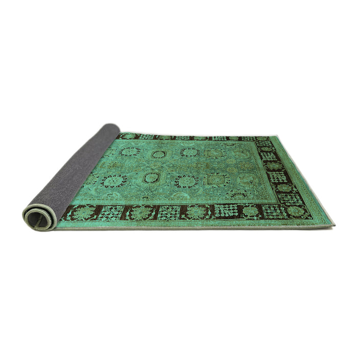 Sideview of Oriental Turquoise Traditional Rug, urb677turq