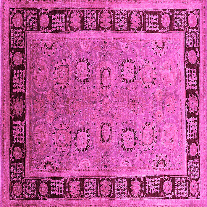 Square Machine Washable Oriental Pink Traditional Rug, wshurb677pnk