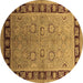 Round Oriental Brown Traditional Rug, urb677brn