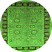 Round Oriental Green Traditional Rug, urb677grn