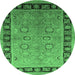 Round Oriental Emerald Green Traditional Rug, urb677emgrn