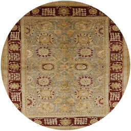 Round Mid-Century Modern Metallic Gold Gold Oriental Rug, urb677