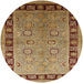 Round Mid-Century Modern Metallic Gold Gold Oriental Rug, urb677