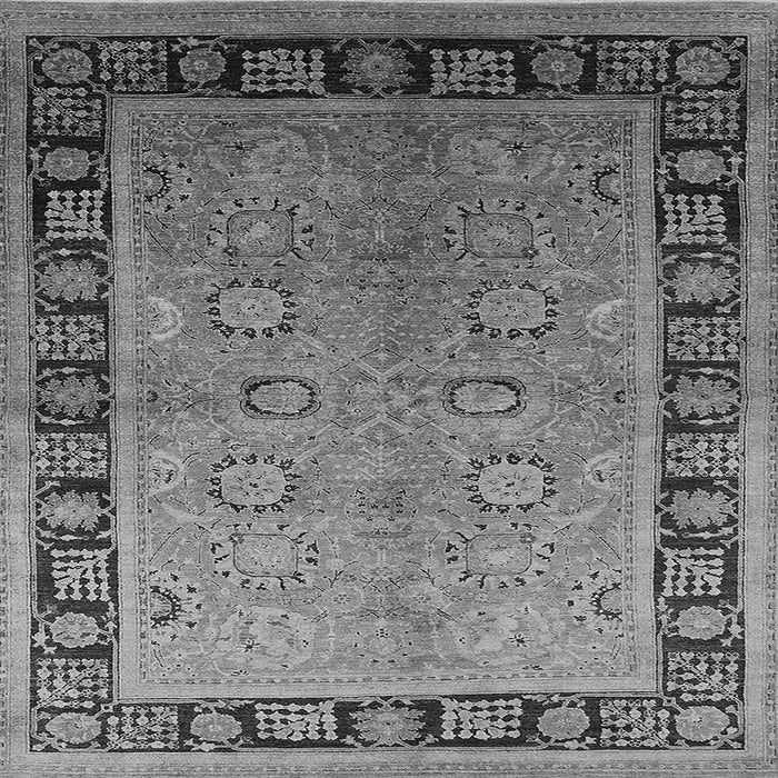 Square Machine Washable Oriental Gray Traditional Rug, wshurb677gry