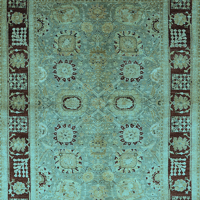 Machine Washable Oriental Light Blue Traditional Rug, wshurb677lblu
