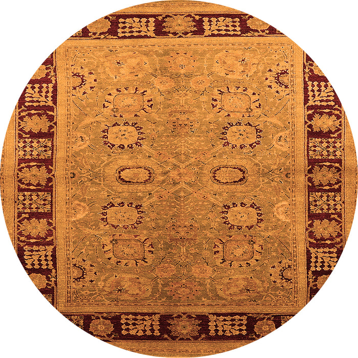 Round Oriental Orange Traditional Rug, urb677org