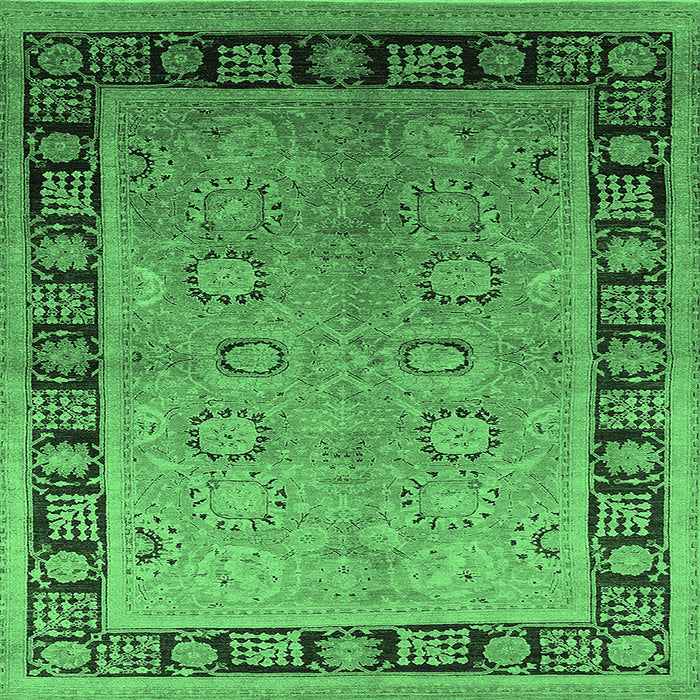Square Oriental Emerald Green Traditional Rug, urb677emgrn