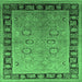 Square Machine Washable Oriental Emerald Green Traditional Area Rugs, wshurb677emgrn