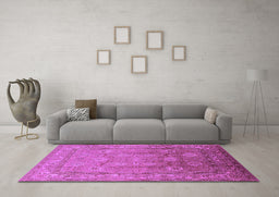 Machine Washable Oriental Purple Traditional Area Rugs in a Living Room, wshurb678pur