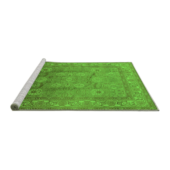 Sideview of Machine Washable Oriental Green Traditional Area Rugs, wshurb678grn