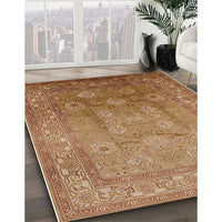 Mid-Century Modern Mahogany Brown Oriental Rug, urb678