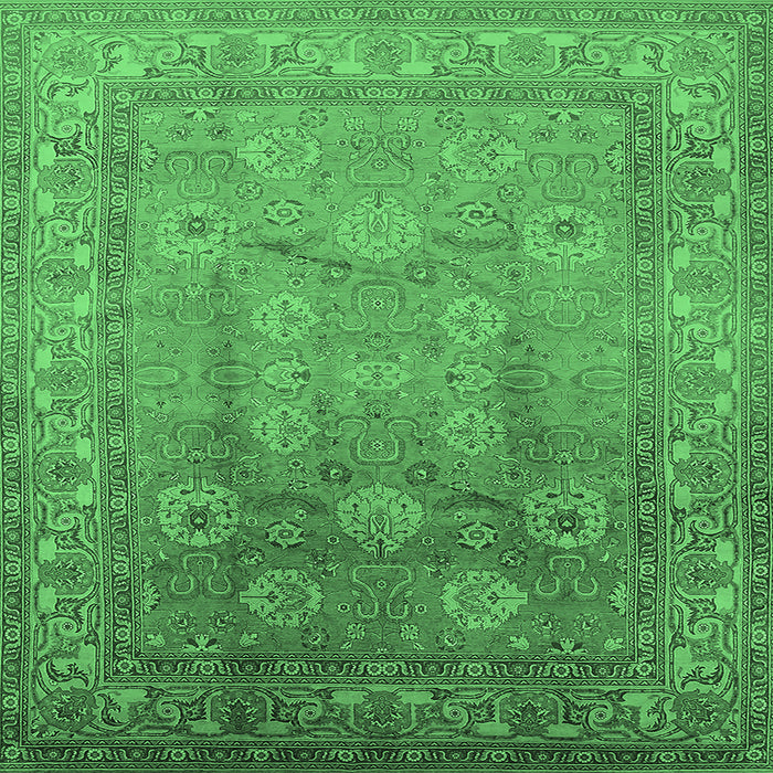 Square Oriental Emerald Green Traditional Rug, urb678emgrn
