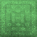 Square Oriental Emerald Green Traditional Rug, urb678emgrn
