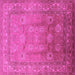 Square Machine Washable Oriental Pink Traditional Rug, wshurb678pnk