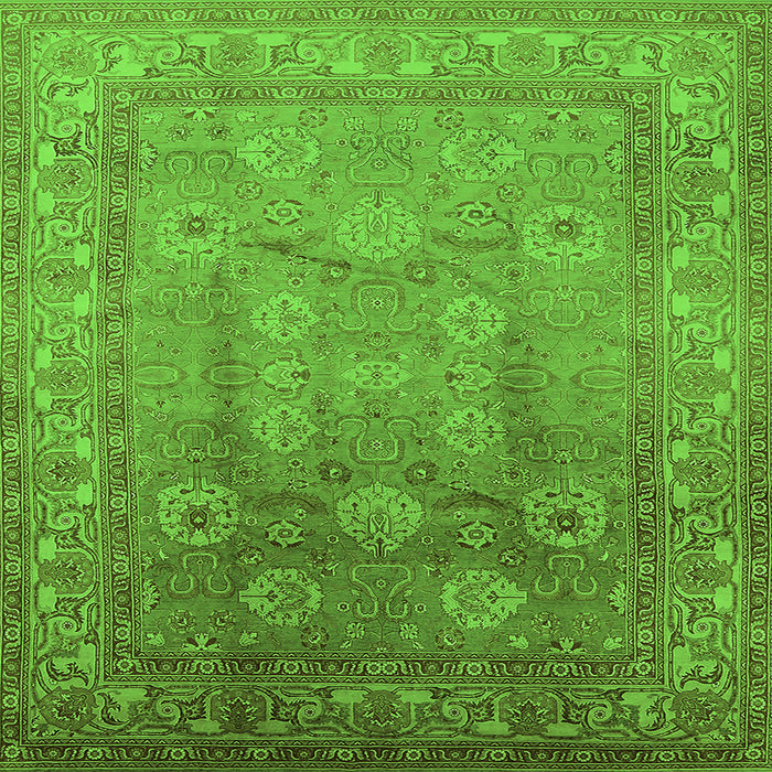 Square Oriental Green Traditional Rug, urb678grn