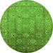 Round Oriental Green Traditional Rug, urb678grn