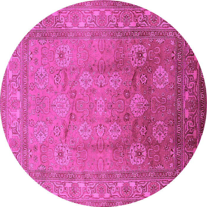 Round Oriental Pink Traditional Rug, urb678pnk