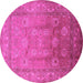 Round Oriental Pink Traditional Rug, urb678pnk