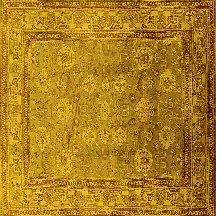 Square Oriental Yellow Traditional Rug, urb678yw