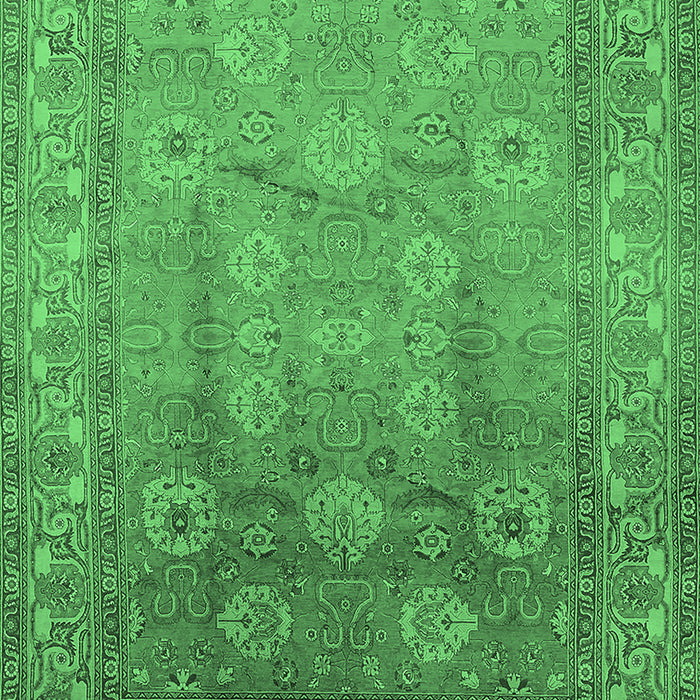 Machine Washable Oriental Emerald Green Traditional Area Rugs, wshurb678emgrn