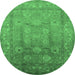 Round Oriental Emerald Green Traditional Rug, urb678emgrn